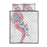 Hawaiian Kakau Tribal Sea Animals Tattoos Quilt Bed Set Hawaii Flag Color Inspired