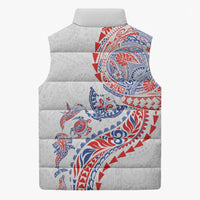 Hawaiian Kakau Tribal Sea Animals Tattoos Sleeveless Puffer Jacket Hawaii Flag Color Inspired
