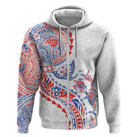 Hawaiian Kakau Tribal Sea Animals Tattoos Zip Hoodie Hawaii Flag Color Inspired LT03 Zip Hoodie Multicolor - Polynesian Pride