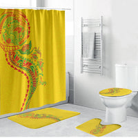Hawaiian Kakau Tribal Sea Animals Tattoos Bathroom Set Kanaka Maoli Flag Color Inspired LT03 Bathroom Set (4 pcs) Multicolor - Polynesian Pride