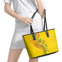 Hawaiian Kakau Tribal Sea Animals Tattoos Leather Tote Bag Kanaka Maoli Flag Color Inspired LT03 - Polynesian Pride