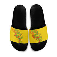Hawaiian Kakau Tribal Sea Animals Tattoos Slide Sandals Kanaka Maoli Flag Color Inspired LT03 Multicolor - Polynesian Pride
