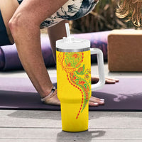 Hawaiian Kakau Tribal Sea Animals Tattoos Tumbler With Handle Kanaka Maoli Flag Color Inspired LT03 - Polynesian Pride