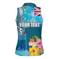 Personalised Tuvalu Independence Day Women Sleeveless Polo Shirt Tuvaluan Tribal Flag Style