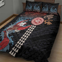 Hawaii and Japanese Together Quilt Bed Set Koi Fish and Kakau Pattern