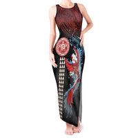 Hawaii and Japanese Together Tank Maxi Dress Koi Fish and Kakau Pattern