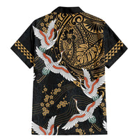 Hawaii and Japanese Together Family Matching Mermaid Dress and Hawaiian Shirt Cranes Birds with Kakau Pattern