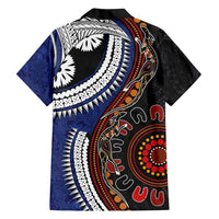 Fiji and Australia Together Family Matching Off Shoulder Short Dress and Hawaiian Shirt Kangaroo Aboriginal with Tribal Tapa Hibiscus Half Style - Polynesian Pride