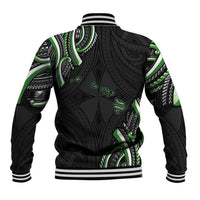 Traditional Art Hawaiian Kakau Tattoos Baseball Jacket Green Color - Polynesian Pride