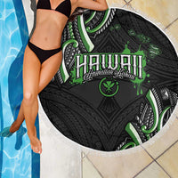Traditional Art Hawaiian Kakau Tattoos Beach Blanket Green Color - Polynesian Pride