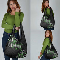 Traditional Art Hawaiian Kakau Tattoos Grocery Bag Green Color - Polynesian Pride