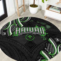 Traditional Art Hawaiian Kakau Tattoos Round Carpet Green Color - Polynesian Pride