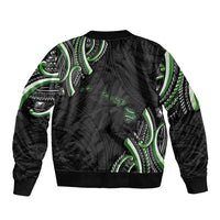 Traditional Art Hawaiian Kakau Tattoos Sleeve Zip Bomber Jacket Green Color - Polynesian Pride