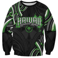 Traditional Art Hawaiian Kakau Tattoos Sweatshirt Green Color - Polynesian Pride