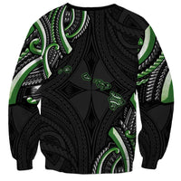 Traditional Art Hawaiian Kakau Tattoos Sweatshirt Green Color - Polynesian Pride