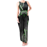 Traditional Art Hawaiian Kakau Tattoos Tank Maxi Dress Green Color - Polynesian Pride