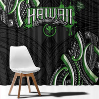 Traditional Art Hawaiian Kakau Tattoos Window Curtain Green Color - Polynesian Pride
