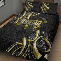 Traditional Art Hawaiian Kakau Tattoos Quilt Bed Set Yellow Color - Polynesian Pride