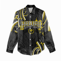 Traditional Art Hawaiian Kakau Tattoos Women Casual Shirt Yellow Color - Polynesian Pride