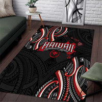 Traditional Art Hawaiian Kakau Tattoos Area Rug Red Color - Polynesian Pride