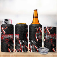 Traditional Art Hawaiian Kakau Tattoos 4 in 1 Can Cooler Tumbler Red Color - Polynesian Pride