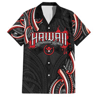 Traditional Art Hawaiian Kakau Tattoos Family Matching Summer Maxi Dress and Hawaiian Shirt Red Color LT03 Dad's Shirt - Short Sleeve Red - Polynesian Pride
