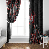 Traditional Art Hawaiian Kakau Tattoos Window Curtain Red Color - Polynesian Pride