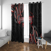 Traditional Art Hawaiian Kakau Tattoos Window Curtain Red Color - Polynesian Pride