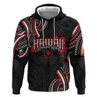 Traditional Art Hawaiian Kakau Tattoos Zip Hoodie Red Color - Polynesian Pride