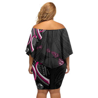Traditional Art Hawaiian Kakau Tattoos Family Matching Off Shoulder Short Dress and Hawaiian Shirt Pink Color LT03 - Polynesian Pride