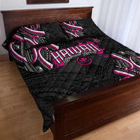 Traditional Art Hawaiian Kakau Tattoos Quilt Bed Set Pink Color - Polynesian Pride