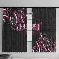 Traditional Art Hawaiian Kakau Tattoos Window Curtain Pink Color - Polynesian Pride