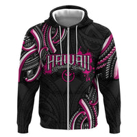 Traditional Art Hawaiian Kakau Tattoos Zip Hoodie Pink Color - Polynesian Pride