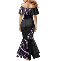 Traditional Art Hawaiian Kakau Tattoos Family Matching Mermaid Dress and Hawaiian Shirt Purple Color LT03 - Polynesian Pride