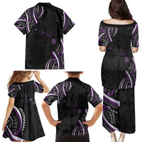 Traditional Art Hawaiian Kakau Tattoos Family Matching Puletasi and Hawaiian Shirt Purple Color - Polynesian Pride