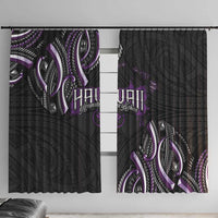Traditional Art Hawaiian Kakau Tattoos Window Curtain Purple Color - Polynesian Pride