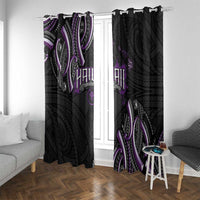Traditional Art Hawaiian Kakau Tattoos Window Curtain Purple Color - Polynesian Pride