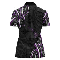 Traditional Art Hawaiian Kakau Tattoos Women Polo Shirt Purple Color LT03 - Polynesian Pride
