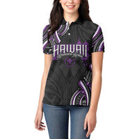 Traditional Art Hawaiian Kakau Tattoos Women Polo Shirt Purple Color LT03 - Polynesian Pride