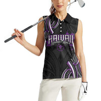 Traditional Art Hawaiian Kakau Tattoos Women Sleeveless Polo Shirt Purple Color LT03 - Polynesian Pride