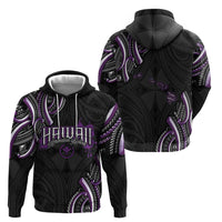 Traditional Art Hawaiian Kakau Tattoos Zip Hoodie Purple Color - Polynesian Pride