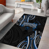 Traditional Art Hawaiian Kakau Tattoos Area Rug Blue Color - Polynesian Pride