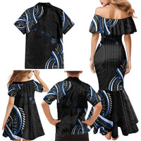 Traditional Art Hawaiian Kakau Tattoos Family Matching Mermaid Dress and Hawaiian Shirt Blue Color LT03 - Polynesian Pride