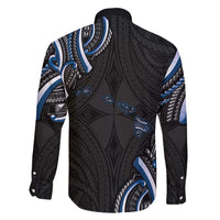 Traditional Art Hawaiian Kakau Tattoos Family Matching Tank Maxi Dress and Hawaiian Shirt Blue Color - Polynesian Pride