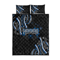 Traditional Art Hawaiian Kakau Tattoos Quilt Bed Set Blue Color - Polynesian Pride