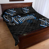 Traditional Art Hawaiian Kakau Tattoos Quilt Bed Set Blue Color - Polynesian Pride