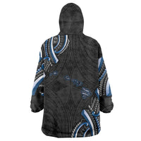 Traditional Art Hawaiian Kakau Tattoos Wearable Blanket Hoodie Blue Color - Polynesian Pride