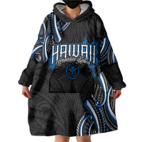 Traditional Art Hawaiian Kakau Tattoos Wearable Blanket Hoodie Blue Color - Polynesian Pride