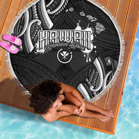 Traditional Art Hawaiian Kakau Tattoos Beach Blanket White - Polynesian Pride