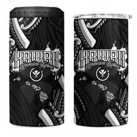 Traditional Art Hawaiian Kakau Tattoos 4 in 1 Can Cooler Tumbler White - Polynesian Pride